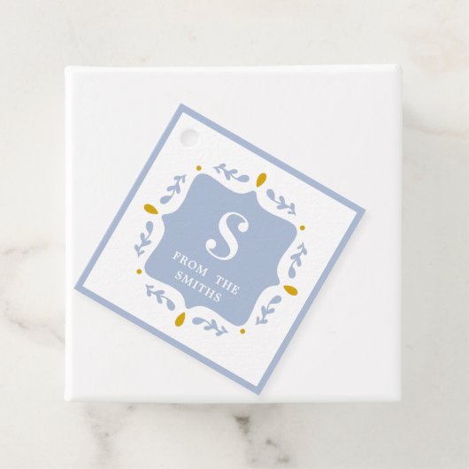 ペリウィンクルブルーブティックモノグラムメッセージカード フェイバータグ (インサイチュ)