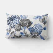 ペリウィンクルブルーブラック&ホワイトボタニカルトイル ランバークッション (裏面)