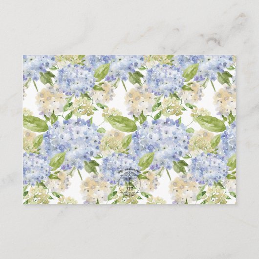 ペリウィンクルブルーホワイトアジサイ詳細結婚ズ エンクロージャーカード (裏面)