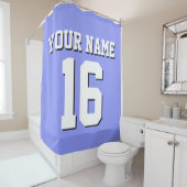 ペリウィンクルブルーホワイトスポーツジャージーチームジャージー シャワーカーテン (インサイチュ)