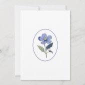 ペリウィンクルブルーモダンフローラブライダルシャワー 招待状 (裏面)