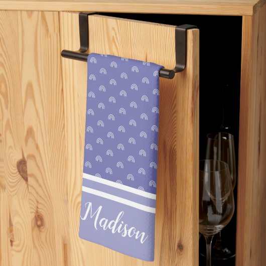 ペリウィンクルブルーレインボーパーソナライズされたラク キッチンタオル (三つ折り)