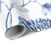 ペリウィンクルブルーヴィンテージ植物学フローラトイル ラッピングペーパー (ロールコーナー)