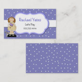 ペリウィンクルブルー水玉模様ガールズ遊デートカード コーリングカード (正面/裏面)