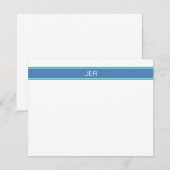 ペリウィンクルブルー&ティール（緑がかった色）モノグラムの名イニシャル ノートカード (正面/裏面)