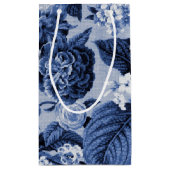 ペリウィンクルブルー&ホワイトヴィンテージ植物学フローラ スモールペーパーバッグ (裏面)