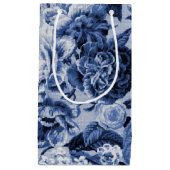 ペリウィンクルブルー&ホワイトヴィンテージ植物学フローラ スモールペーパーバッグ (正面)