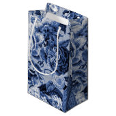 ペリウィンクルブルー&ホワイトヴィンテージ植物学フローラ スモールペーパーバッグ (正面アングル)