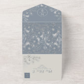 ペリウィンクルボホダスティブルー結婚ズ オールインワン招待状 (外側)