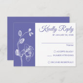 ペリウィンクルモダンフローラエレガントランのミニマリスト 出欠カード (正面/裏面)