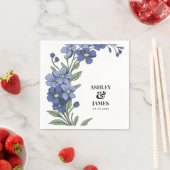 ペリウィンクルモダンブルー結婚フローラ スタンダードカクテルナプキン (インサイチュ)