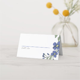 ペリウィンクルモダンブルー結婚フローラ プレイスカード