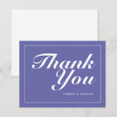 ペリウィンクルモダン&ホワイトミニマ結婚リスト サンキューカード (正面/裏面)