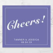 ペリウィンクルモダン&ホワイトミニマ結婚リスト スパークリングワインラベル (シングルラベル)