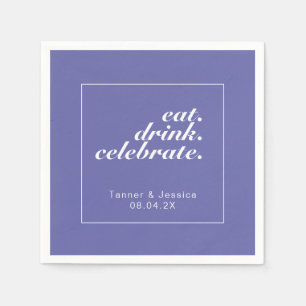 ペリウィンクルモダン&ホワイト結婚ミニマル紙 スタンダードカクテルナプキン