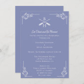 ペリウィンクルモノグラムとアローズのリハーサルディナー 招待状 (正面/裏面)