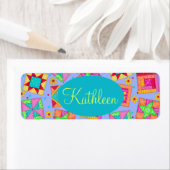 ペリウィンクルラベンダーキルトパッチワークブロックアート ラベル (インサイチュ)