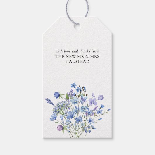 ペリウィンクルワイルドフラワーエレガントフローラ結婚式の引き出物 ギフトタグ (正面)
