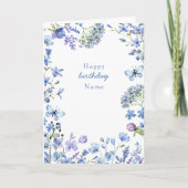 ペリウィンクルワイルドフラワーデリケートフローラ誕生日 カード (正面)