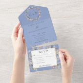 ペリウィンクルヴィンテージロマンチックなワイルドフラワーディナー オールインワン招待状 (貼ってはがせる)