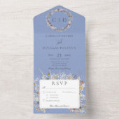 ペリウィンクルヴィンテージロマンチックなワイルドフラワーディナー オールインワン招待状 (内側)