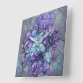 ペリウィンクル庭園 スクエア壁時計 (傾斜)