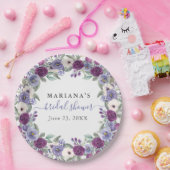 ペリウィンクル明るい赤紫色水彩フローラブライダルシャワー ペーパープレート (パーティー)