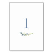 ペリウィンクル水彩フローラステムテーブルカード テーブルナンバー (正面)