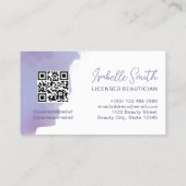 ペリウィンクル水色エレガント円QRコード 名刺 (裏面)