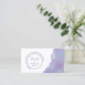 ペリウィンクル水色エレガント円QRコード 名刺 (スタンド正面)