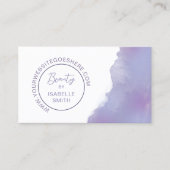 ペリウィンクル水色エレガント円QRコード 名刺 (正面)