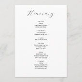 ペリウィンクル結婚フローラのウェルカムレターの日程 プログラム (裏面)