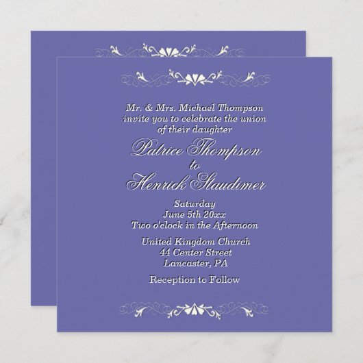 ペリウィンクル結婚式招待状 招待状 (正面/裏面)