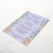 ペリウィンクル色の花柄 箔招待状 (回転した状態)