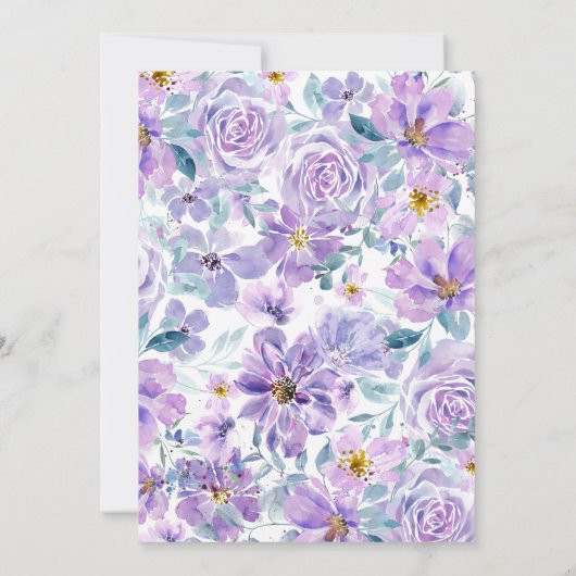 ペリウィンクル薄紫牡丹リースブリデスメイドランチョン 招待状 (裏面)