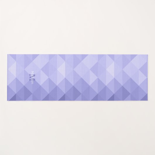 ペリウィンクル青い幾何学模様モノグラム ヨガマット (正面(横))