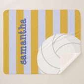 ペリウィンクル&イエロージャイアントバレーボールストライプの シェルパブランケット (正面(横))