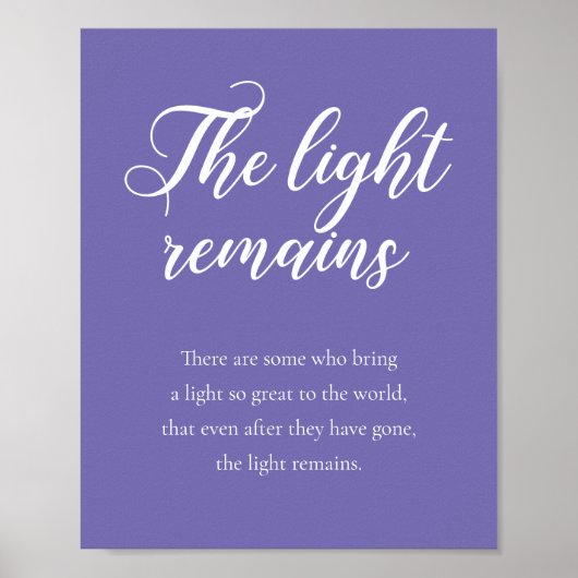 ペリウィンクル・ザ・ライト・リメインズ・メモリアル・ウェディング ポスター (正面)