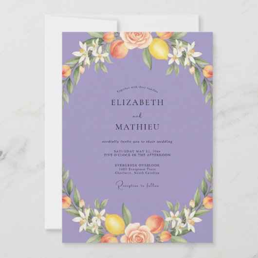 ペリウィンクル+シトラス+ピーチ+ユーカリの結婚式 招待状 (正面)