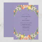 ペリウィンクル+シトラス+ピーチ+ユーカリの結婚式 招待状 (正面/裏面)