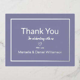 ペリウィンクル シンプル ウェディング サンクス 箔招待状ポストカード