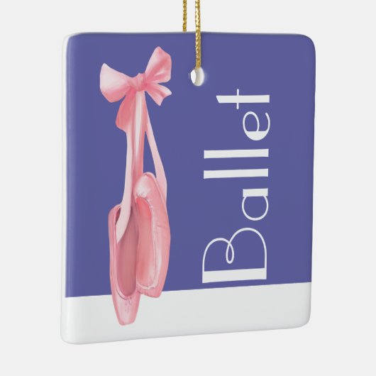 ペリウィンクル、ピンクと白のバレエの靴のクリスマス セラミックオーナメント (右)