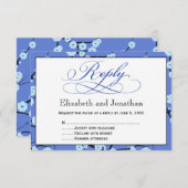 ペリウィンクル ブルー 花柄 返信カード (正面/裏面)