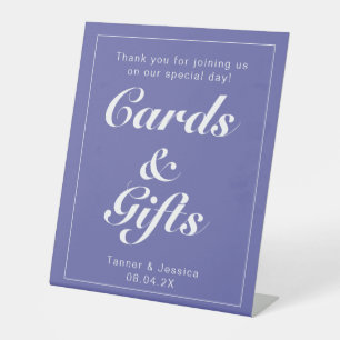 ペリウィンクル&ホワイトミニマモダンリストギフトテーブル 台座サイン