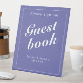 ペリウィンクル&ホワイトミニマモダンリストゲストブック 台座サイン (インサイチュ)