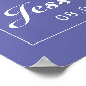 ペリウィンクル&ホワイトミニマ結婚リストのサインプリント ポスター (角)