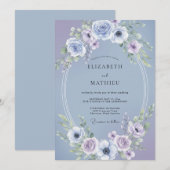 ペリウィンクル ラベンダー アネモネ ウェディング 招待状 (正面/裏面)
