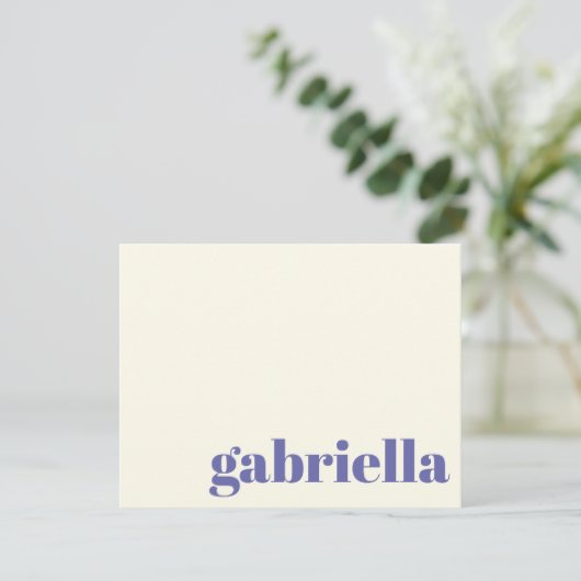 ペリウィンクル 太字 タイポグラフィー 名前 ノートカード (スタンド正面)