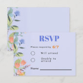 ペリウィンクル 花柄 3.5" x 5" レスポンス カード (正面/裏面)