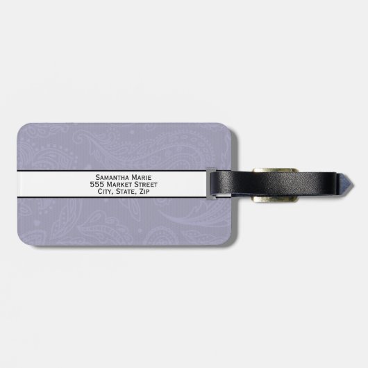 ペリエレガントウインクルパーソナライズされたブルーレースホワイト ラゲッジタグ (裏面横)